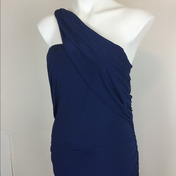 NWT Fashion Nova Tessa Ruched Midi Dress Navy One Shoulder Size 1X - Picture 6 of 12